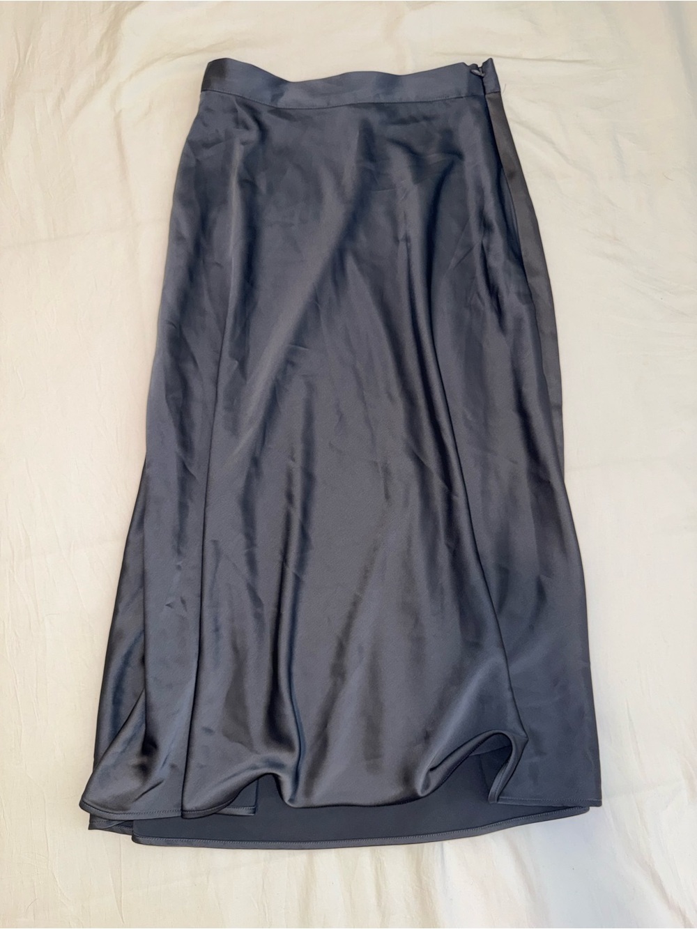 H&M Slate Gray Satin Midi Skirt